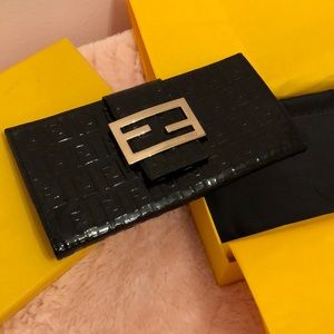 Black patent leather Fendi wallet